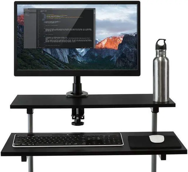 Alt view image 5 of 15 - Mount-It! Mobile Standing Gaming Desk With Monitor Arm | Silver