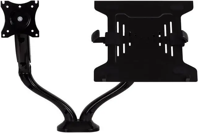 Alt view image 2 of 5 - Mount-It! Laptop and Monitor Desk Stand | VESA Monitor Desk Mount with Laptop Tray