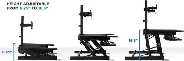 Alt view image 4 of 15 - Mount-It! Standing Desk Converter with Bonus Dual Monitor Mount Included | Wide 36 Inch Platform