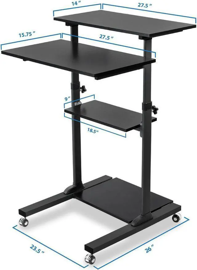 Alt view image 3 of 15 - Mount-It! Mobile Standing Gaming Desk With Monitor Arm | Silver