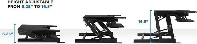 Alt view image 4 of 11 - Mount-It! Standing Desk Converter with Gas Spring Riser | Wide 36 Inch Sit Stand Workstation | Black