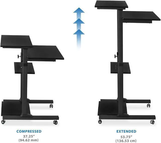 Alt view image 2 of 15 - Mount-It! Mobile Standing Gaming Desk With Monitor Arm | Silver