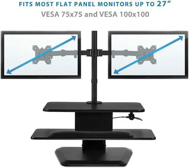 Alt view image 3 of 9 - Mount-It! Standing Desk Converter With Dual Monitor Mount Combo