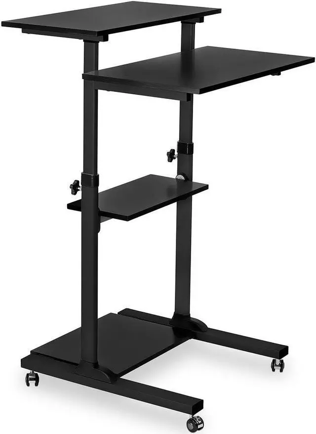 Main image of Mount-It! Mobile Standing Gaming Desk With Monitor Arm | Silver