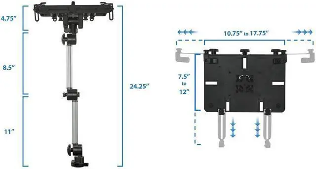 Alt view image 4 of 7 - Mount-It! Vehicle Laptop Mount | Fits 9-17 Inch Screens