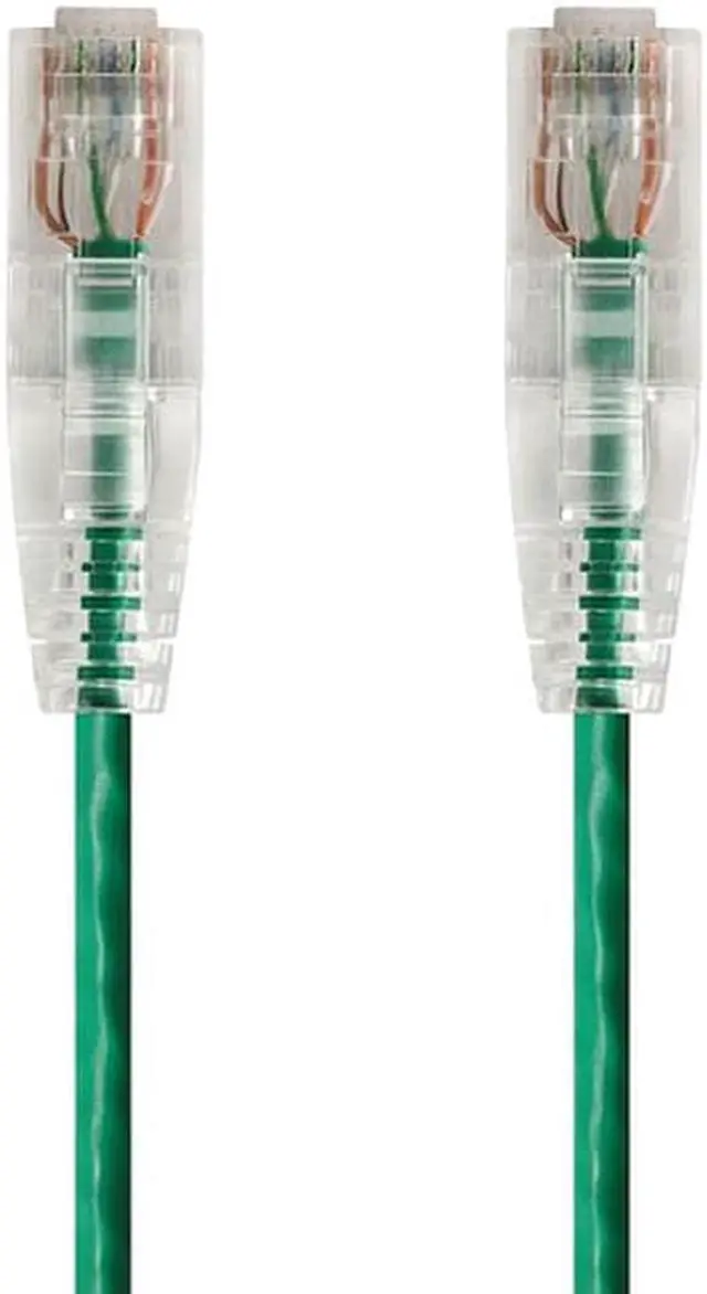 Alt view image 3 of 18 - Monoprice Cat6 Ethernet Patch Cable - 5 feet - Green | Snagless RJ45 Stranded 550MHz UTP CMR Riser Rated Pure Bare Copper Wire 28AWG - SlimRun Series