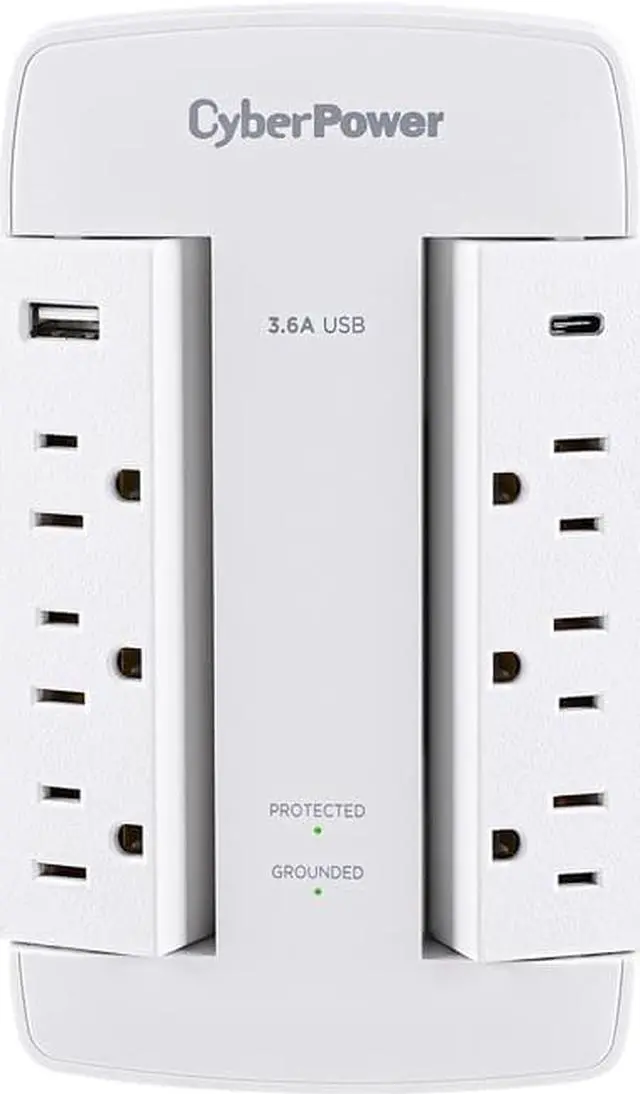 Alt view image 8 of 9 - CyberPower Professional 6-Outlet Surge Suppressor/Protector - 6 x NEMA 5-15R, 3 x USB - 900 J - 125 V AC Input