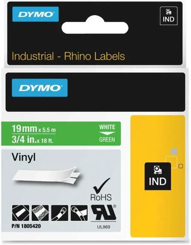 Alt view image 3 of 7 - DYMO 1805420 White on Green Color Coded Label 0.75" Width x 18 ft. Length - 1 Each - Vinyl - Thermal Transfer - White, Green