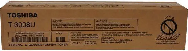 Alt view image 6 of 6 - Black Toner Cartridge for Toshiba T3008U E STUDIO 2008A, E STUDIO 2508A, E STUDIO 3008A, E STUDIO 3008AG, E STUDIO 3508A, E STUDIO 4508A, E STUDIO 5008A, E STUDIO 5008AG, Genuine Toshiba Brand
