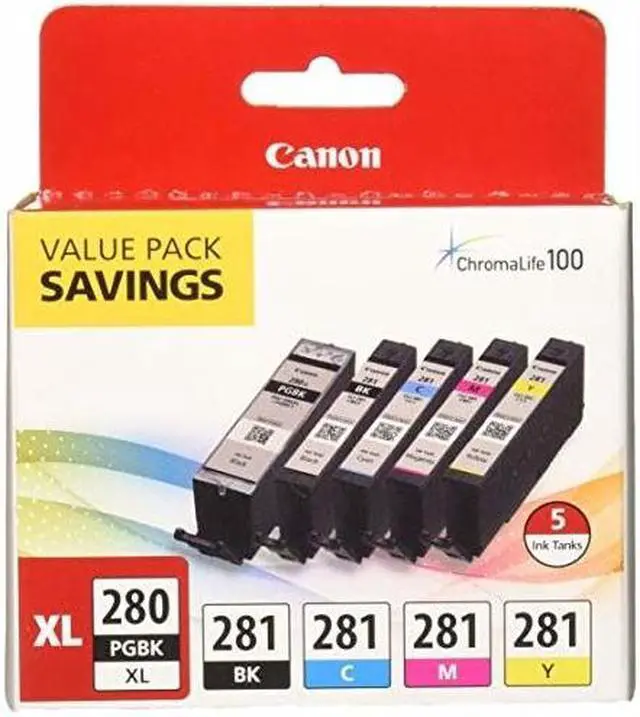 Alt view image 4 of 8 - Canon PGI-280 XL/CLI-281 - Combo Pack - Pigmented Black/Black/Cyan/Magenta/Yellow