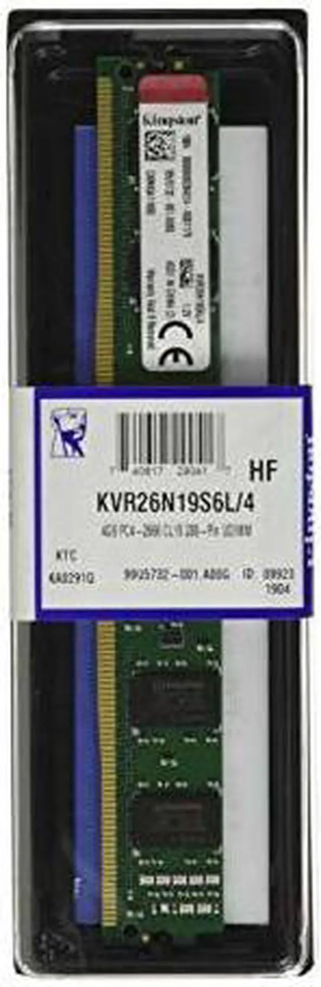 Alt view image 2 of 4 - Kingston ValueRAM 4GB DDR4 2666 288-Pin 1.2V 1Rx16 CL19 Non-ECC VLP DIMM Memory Module - KVR26N19S6L/4