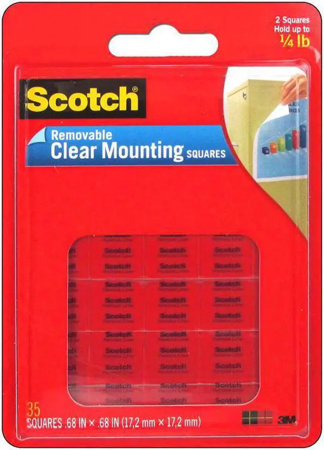 Alt view image 4 of 11 - Scotch Mounting Squares Precut Removable 11/16" x 11/16" Clear 35/Pack 859