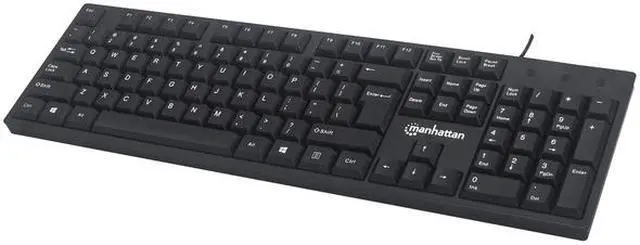 Alt view image 2 of 11 - Manhattan 104-key Black Wired Keyboard with Built-in 5 ft. (1.5 m) USB-A Cable and LED Indicator Lights