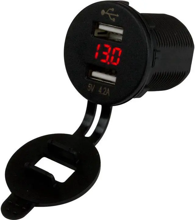 Alt view image 2 of 6 - Sea-Dog Dual USB Socket/Voltmeter w/Hidden Display