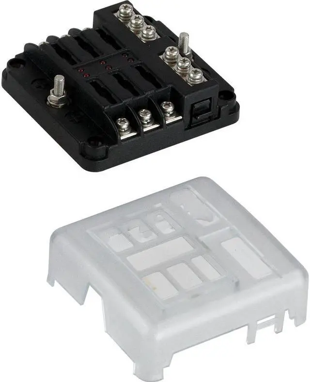 Alt view image 4 of 4 - Sea-Dog Blade Style LED Indicator Fuse Block w/Negative Bus Bar - 6 Circuit