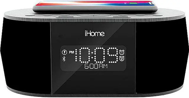 Alt view image 4 of 4 - ihome ibtw38 alarm clock bluetooth stereo with lightning iphone qi wireless charging dock station for iphone xs, xs max, xr, x, iphone 8/7/6 plus usb port to charge any usb device