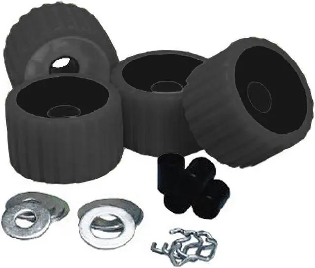 Main image of C.E. Smith Ribbed Roller Replacement Kit - 4 Pack - Black [29210]