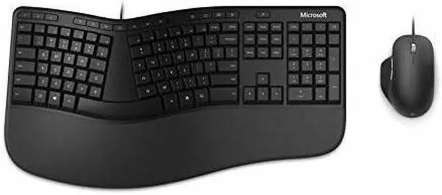 Alt view image 10 of 20 - Microsoft Ergonomic Desktop - Black - Wired, Comfortable, Ergonomic Keyboard and Mouse Combo, with Cushioned Wrist and Palm Support. Split Keyboard. Dedicated Office Key.