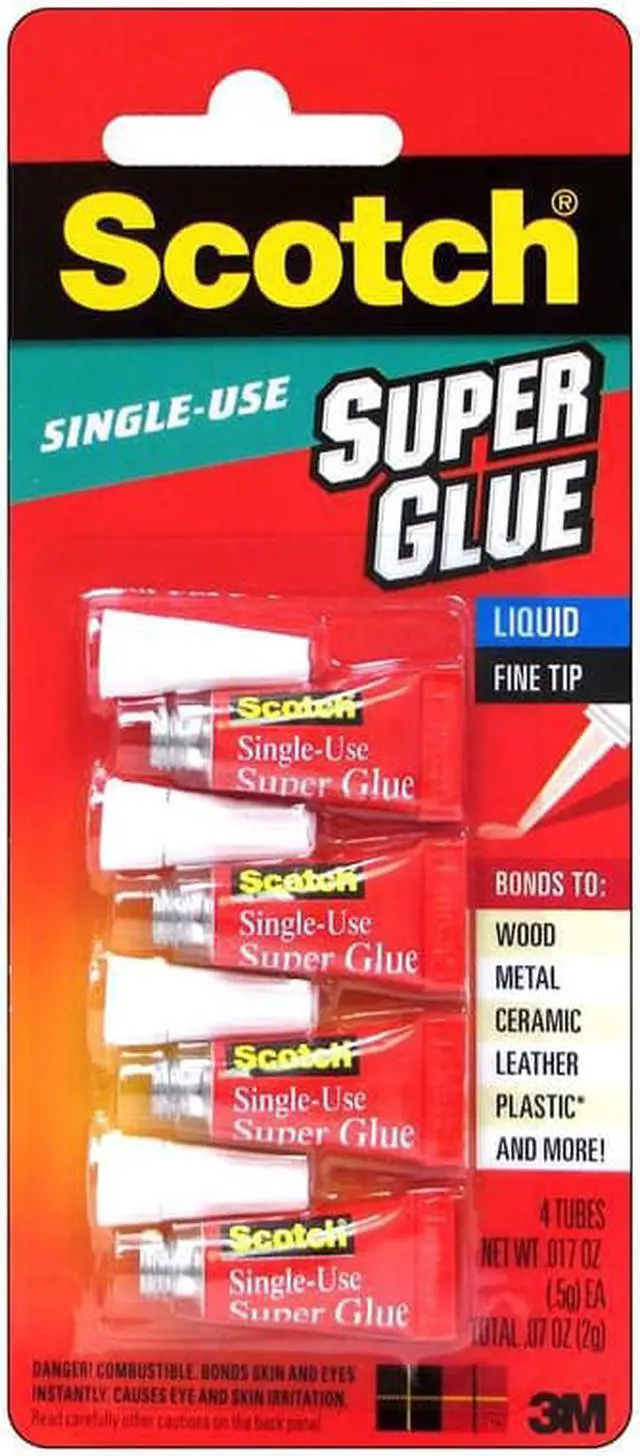 Alt view image 11 of 12 - 3M Super Glue Single Use Pointed Tip .07oz. 4/PK Clear AD114