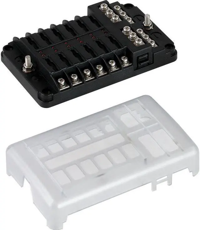 Alt view image 3 of 5 - Sea-Dog Blade Style LED Indicator Fuse Block w/Negative Bus Bar - 12 Circuit
