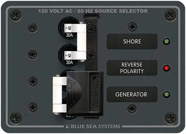 Main image of Blue Sea 8032 AC Toggle Source Selector 120V AC - 30AMP - White Switches [8032]