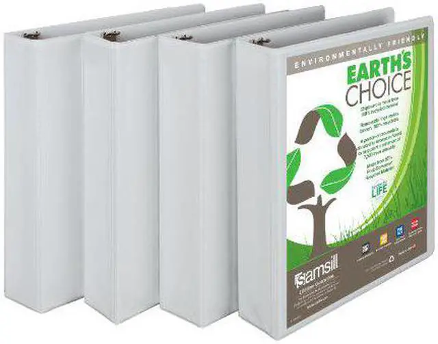 Alt view image 9 of 11 - Samsill I08957 Earth's Choice Biobased View Binder, 3 Ring Binder, 1.5 Inch, Round Ring, Customizable, White, 4 Pack