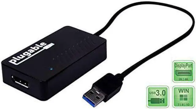 Alt view image 8 of 9 - Plugable USB 3.0 to DisplayPort 4K UHD Video Graphics Adapter for Multiple Monitors up to 3840x2160 Supports Windows 11,10, 8.1, 7, and macOS