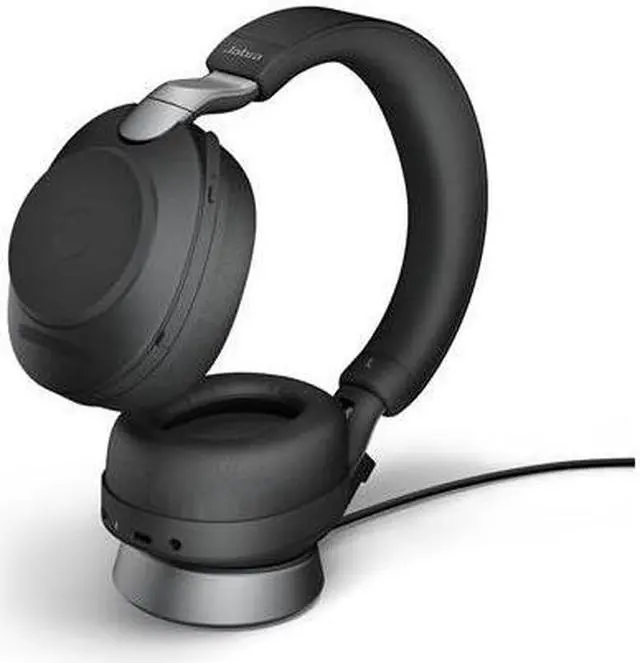 Alt view image 3 of 19 - Jabra Evolve2 85 UC Wireless Headphones with Link380a, Stereo, Black - Wireless Bluetooth Headset for Calls and Music, 37 Hours of Battery Life, Advanced Noise Cancelling Headphones
