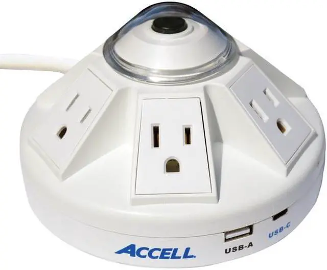 Alt view image 2 of 11 - Accell Surge Protector D080B-032K Powramid C Surge Protector USB-C and A Charging Station White