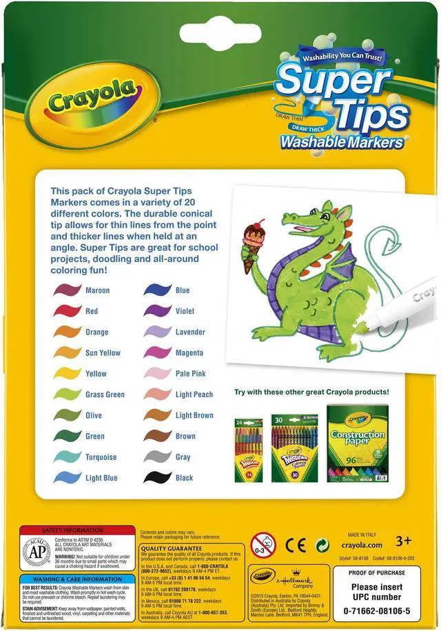 Alt view image 16 of 20 - Crayola Marker,Wsh,Sptp,20/St,Ast 588106