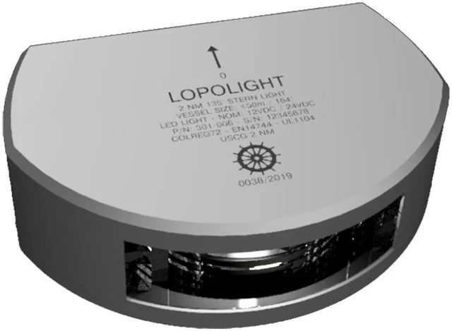 Alt view image 2 of 7 - Lopolight 135° Stern Light - 2Nm - Silver Housing - Single - Vertical Mount
