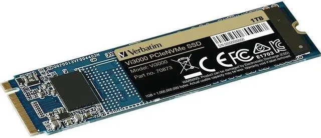 Alt view image 7 of 20 - Verbatim 1TB Vi3000 PCIe Gen 3.0 X4 NVMe M.2 2280 Internal SSD