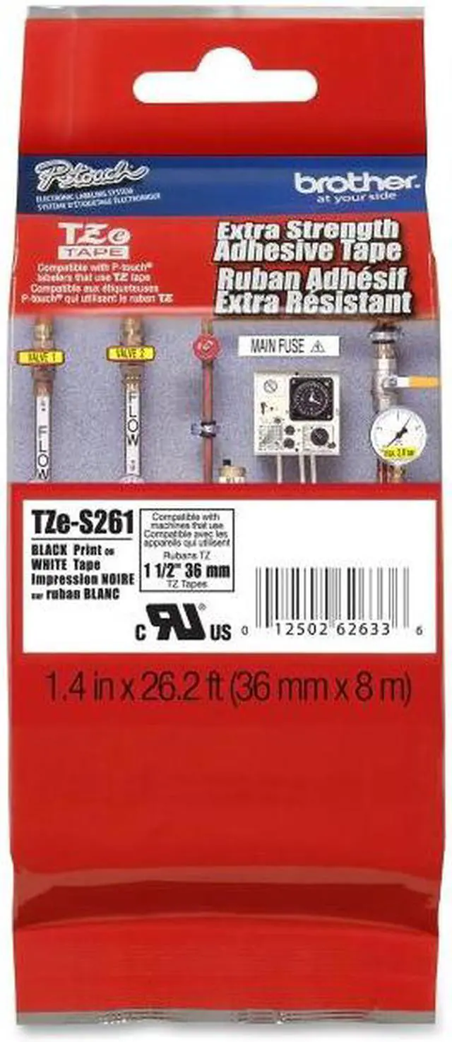 Alt view image 2 of 7 - Brother TZES261 36 mm (1.40") Black on White Tape with Extra Strength Adhesive, 8 m (26.20 ft.)