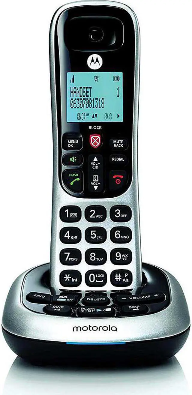 Alt view image 3 of 7 - Motorola CD4011 DECT 6.0 Cordless Phone with Answering Machine and Call Block, Silver/Black, 1 Handset