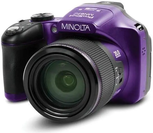 Alt view image 4 of 7 - Minolta Pro Shot 20 Mega Pixel HD Digital Camera with 67x Optical Zoom, Full 1080p HD Video & 16GB SD Card (Purple)