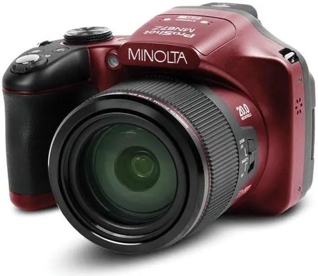 Alt view image 4 of 7 - Minolta Pro Shot 20 Mega Pixel HD Digital Camera with 67x Optical Zoom, Full 1080p HD Video & 16GB SD Card (Red)