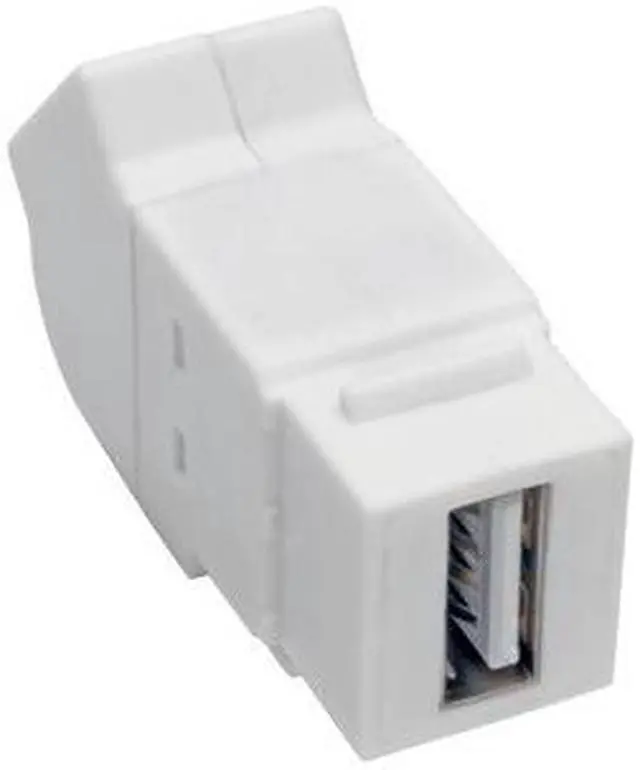 Alt view image 4 of 11 - Tripp Lite USB 2.0 All-in-One Keystone/Panel Mount Angled Coupler (F/F), White (U060-000-KPA-WH)