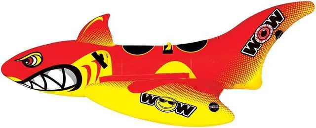 Alt view image 2 of 9 - WOW Watersports Inflatable Big Shark 2 Person Towable Boating Tube w/ Handles