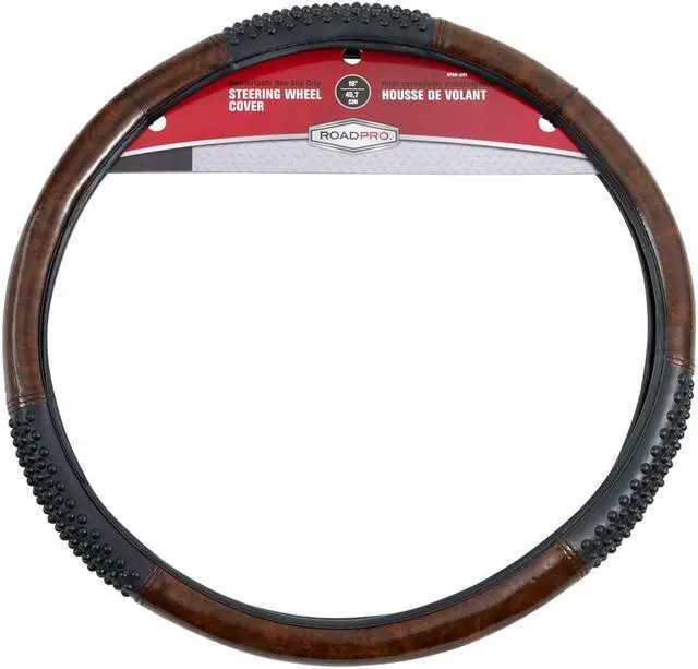 Alt view image 5 of 9 - ROADPRO R RPSW-3003 18 COMFORT GRIP STEERING WHEEL COVER  BLACK WOOD GRAIN