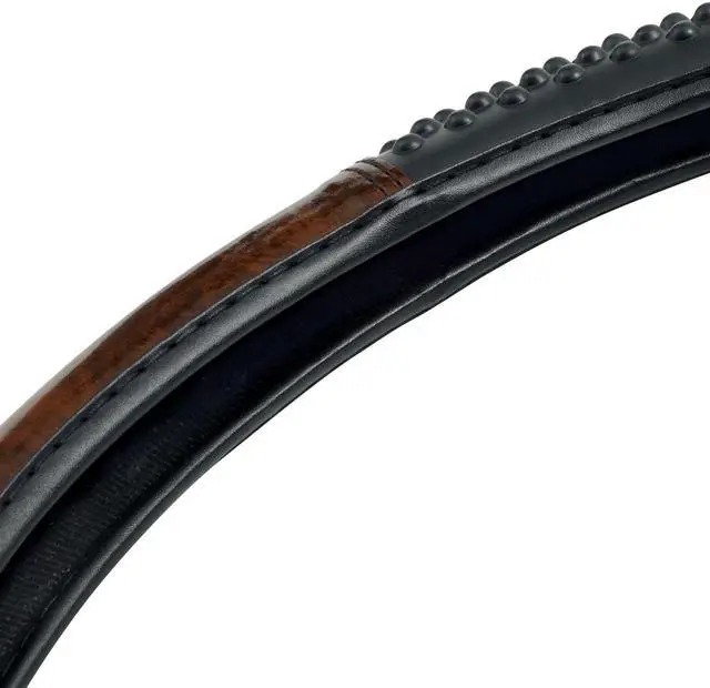 Alt view image 4 of 9 - ROADPRO R RPSW-3003 18 COMFORT GRIP STEERING WHEEL COVER  BLACK WOOD GRAIN