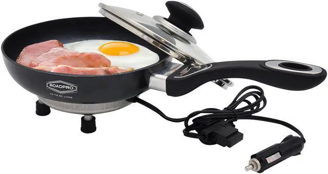 Alt view image 6 of 13 - RoadPro 12 Volt Portable Electric Cooking Frying Pan with Non-Stick Surfaces