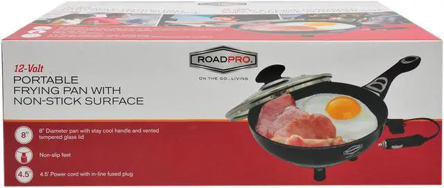 Alt view image 7 of 13 - RoadPro 12 Volt Portable Electric Cooking Frying Pan with Non-Stick Surfaces