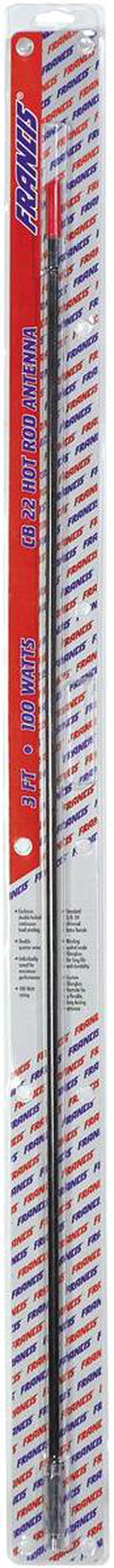 Alt view image 11 of 14 - Francis 3-ft Hot Rod Fiberglass Antenna - Black (CB22B)