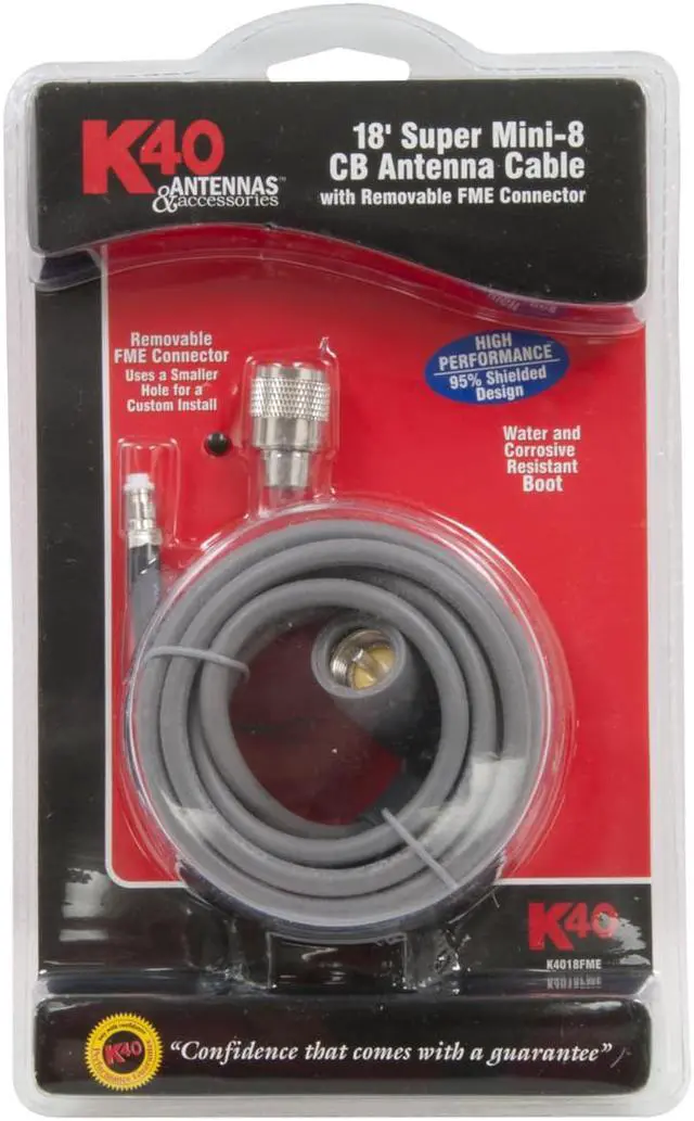 Alt view image 11 of 11 - K40 R  ANTENNAS   ACCESSORIES K4018FME 18     SUPER MINI-8 CB ANTENNA CABLE WITH REMOVABLE FME CONNECTOR