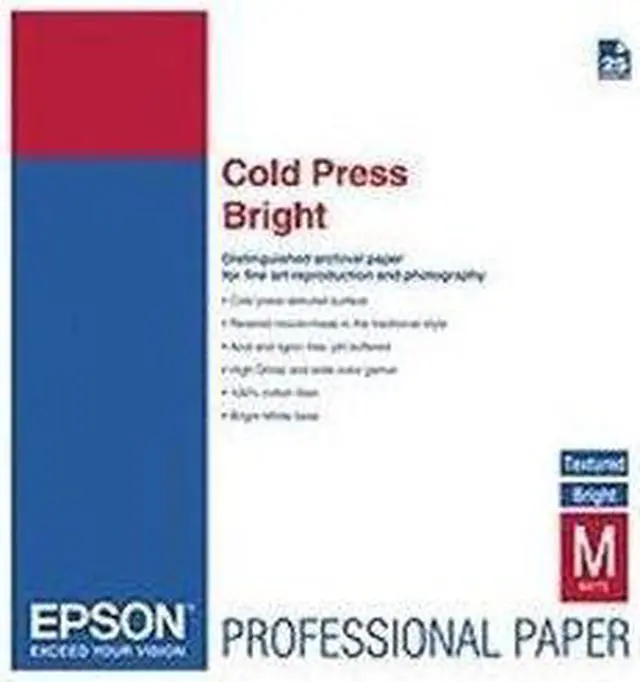 Alt view image 2 of 6 - Epson - S042310 - Epson Inkjet Fine Art Paper - 98% Opacity - 13 x 19 - 340 g/m Grammage - Textured, Matte - 25 / Pack -