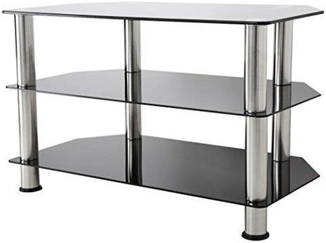 AVF Glass Floor Stand with Chrome Legs for TVs up to 40", Black (SDC800 ...