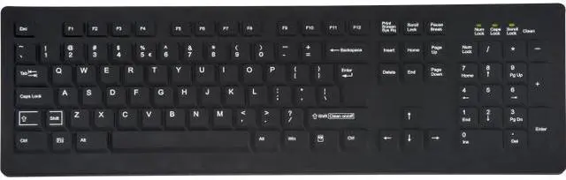 Main image of TG3 ELECTRONICS INC KBA-CK104S-BNUN-US CLEANABLE SEALED BLACK KEYBOARD; 104 KEY WITHSTANDS HOSPITAL GRADE CLEANERS AND