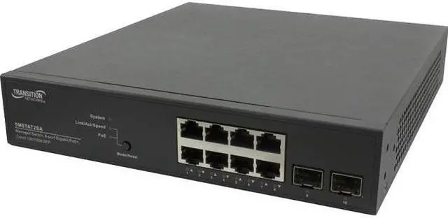 Main image of TRANSITION NETWORKS SM8TAT2SA-NA SMART MANAGED POE+ SWITCH8PORT