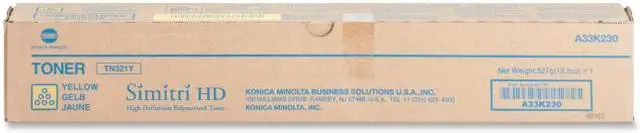Alt view image 2 of 3 - Yellow Toner Cartridge for Konica Minolta A33K230 bizhub C224, bizhub C224e, bizhub C284, bizhub C284e, bizhub C364, bizhub C364e, Genuine Konica Minolta Brand