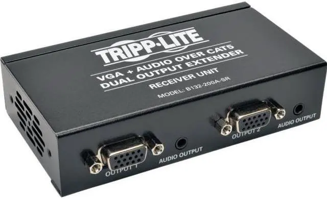 Main image of Tripp Lite B132-200A-SR Dual VGA with Audio over Cat5/Cat6 Extender, Box-Style Receiver, 1440x900 at 60Hz, Up to 300-ft.